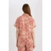 Defacto C9621 Turuncu Regular Fit Desenli Kısa Kollu Gömlek