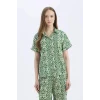 Defacto C9621 Yeşil Regular Fit Desenli Kısa Kollu Gömlek