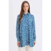 Defacto Z5833 Mavi Regular Fit Desenli Uzun Kollu Gömlek Tunik