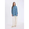 Defacto Z5833 Mavi Regular Fit Desenli Uzun Kollu Gömlek Tunik