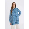Defacto Z5833 Mavi Regular Fit Desenli Uzun Kollu Gömlek Tunik