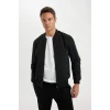 Defacto A3865 Siyah Slim Fit Bomber Mont Ceket Dar Kesim Kolej Yaka Fermuarlı Çift Cepli Mevsimlik Baharlık Hafif