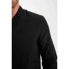 Defacto A3865 Siyah Slim Fit Bomber Mont Ceket Dar Kesim Kolej Yaka Fermuarlı Çift Cepli Mevsimlik Baharlık Hafif