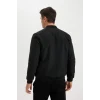 Defacto A3865 Siyah Slim Fit Bomber Mont Ceket Dar Kesim Kolej Yaka Fermuarlı Çift Cepli Mevsimlik Baharlık Hafif