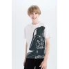 Defacto E0336 Beyaz Erkek Çocuk Star Wars Pijama Takımı Bisiklet Yaka Kısa Kollu Üst Beli Lastikli Şort
