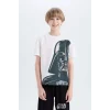 Defacto E0336 Beyaz Erkek Çocuk Star Wars Pijama Takımı Bisiklet Yaka Kısa Kollu Üst Beli Lastikli Şort