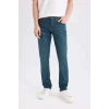 Defacto B0398 Yeşil Pedro Slim Fit Dar Kalıp Normal Bel Dar Paça Jean Pantolon