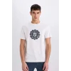 Defacto D7935 Beyaz New Regular Fit Bisiklet Yaka Kısa Kollu Tişört