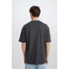 Defacto D5494 Antrasit Boxy Fit Bisiklet Yaka Baskılı Kısa Kollu Ağır Kumaş Tişört