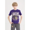 Defacto D9544 Mor Erkek Çocuk NBA Los Angeles Lakers Kısa Kollu Tişört