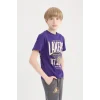 Defacto D9544 Mor Erkek Çocuk NBA Los Angeles Lakers Kısa Kollu Tişört