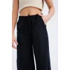 Defacto D7611 Siyah Kız Çocuk Beli Lastikli Wide Leg Geniş Bol Paça Pamuklu Pantolon