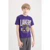 Defacto D9544 Mor Erkek Çocuk NBA Los Angeles Lakers Kısa Kollu Tişört