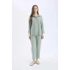 Defacto C3819 Yeşil Regular Fit Basic Düz Uzun Kollu Gömlek