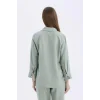 Defacto C3819 Yeşil Regular Fit Basic Düz Uzun Kollu Gömlek