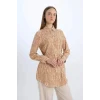 Defacto E1758 Turuncu Regular Fit Desenli Kuşaklı Uzun Kollu Gömlek Tunik
