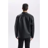 Defacto D8525 Siyah Su İtici Slim Fit Dar Kesim Dik Yaka Fermuarlı Suni Deri Mont