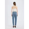 Defacto D7943 Mavi Lina Comfort Mom Normal Bel Düz Paça Jean Kar Yıkamalı Pantolon