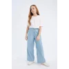 Defacto D7103 Mavi Kız Çocuk Wide Leg Geniş Paça Jean Pantolon