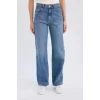 Defacto D7952 Mavi 90s Wide Leg Yüksek Bel Geniş Paça Uzun Jean Kar Yıkamalı Pantolon