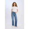 Defacto D7952 Mavi 90s Wide Leg Yüksek Bel Geniş Paça Uzun Jean Kar Yıkamalı Pantolon
