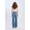 Defacto D7952 Mavi 90s Wide Leg Yüksek Bel Geniş Paça Uzun Jean Kar Yıkamalı Pantolon