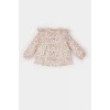 Defacto E2786 Bej Kız Bebek Bisiklet Yaka Çiçekli Twill Uzun Kollu Gömlek