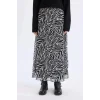 Defacto E3974 Siyah Flare Fit Zebra Desenli Yüksek Bel Tül Maxi Etek