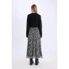 Defacto E3974 Siyah Flare Fit Zebra Desenli Yüksek Bel Tül Maxi Etek