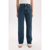 Defacto D7953 Mavi 90s Wide Leg Yüksek Bel Geniş Paça Uzun Jean Kar Yıkamalı Pantolon