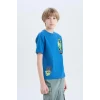 Defacto D9561 Mavi Erkek Çocuk Kısa Kollu Tişört