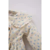 Defacto D9568 Bej Kız Bebek Çiçekli Uzun Kollu Twill Elbise