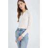 Defacto E7938 Beyaz Fitted Polo Yaka Basic Düz Modal Uzun Kollu Tişört