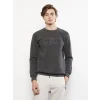 LCW Casual ANTRASİT Bisiklet Yaka Uzun Kollu Baskılı Erkek Kalın Sweatshirt