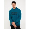 LCW Casual PETROL Uzun Kollu Baskılı Erkek Kalın Hoodie