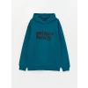 LCW Casual PETROL Uzun Kollu Baskılı Erkek Kalın Hoodie