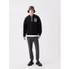 LCW Casual SİYAH Uzun Kollu Baskılı Erkek Hoodie