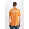 Defacto B4219 Turuncu Regular Fit Bisiklet Yaka Sırt Baskılı Kısa Kollu Ağır Kumaş Tişört
