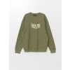 XSIDE YEŞİL Bisiklet Yaka Uzun Kollu Baskılı Erkek Kalın Sweatshirt