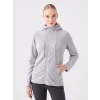 LCWAIKIKI Basic GRİ Kapüşonlu Düz Uzun Kollu Kadın Fermuarlı Sweatshirt