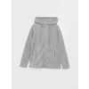 LCWAIKIKI Basic GRİ Kapüşonlu Düz Uzun Kollu Kadın Fermuarlı Sweatshirt