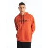 XSIDE TURUNCU Uzun Kollu Baskılı Erkek Kalın Hoodie