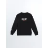 XSIDE SİYAH Bisiklet Yaka Uzun Kollu Baskılı Erkek Kalın Sweatshirt