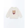LCW Kids BEJ Bisiklet Yaka Uzun Kollu Nakışlı Kız Çocuk Sweatshirt ve Tayt 2li Takım