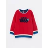 LCW baby KIRMIZI Bisiklet Yaka Uzun Kollu Nakış Detaylı Erkek Bebek Sweatshirt