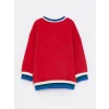 LCW baby KIRMIZI Bisiklet Yaka Uzun Kollu Nakış Detaylı Erkek Bebek Sweatshirt