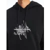 XSIDE SİYAH Uzun Kollu Baskılı Erkek Kalın Hoodie