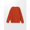 LCW Casual TURUNCU Bisiklet Yaka Uzun Kollu Baskılı Erkek Kalın Sweatshirt