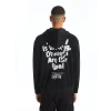 XSIDE SİYAH Uzun Kollu Baskılı Erkek Kalın Hoodie