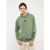LCW Casual YEŞİL Uzun Kollu Baskılı Erkek Kalın Hoodie